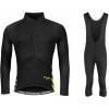 Force SPIKE čierno-fluo cyklodres - dlhý rukáv + Force MAZE čierne cyklokalhoty - S