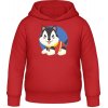 AWDis Detská Mikina s Kapucňu - Dizajn so psom pre deti - záchranár - Ohnivá červená - 3 - 4 Roky - Detské