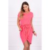 Bavlnené šaty s opaskom MI8980 neónovo ružové