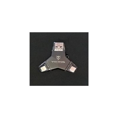 VIKING USB FLASH DISK 3.0 4v1 128GB, S KONCOVKOU APPLE LIGHTNING, USB-C, MICRO USB, USB3.0, černá