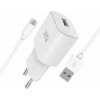 XQISIT NP Travel Charger Single 12W nabíjačka biela + kábel na micro USB 50854 (Cestovná nabíjačka XQISIT 12 W, jeden kábel USB, EU – Micro USB, biela (50854))