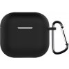 Silikónové púzdro pre Airpods 4 s karabínou - Čierna