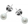 Argento Strieborné náušnice - biela syntetická perla v tvare guľôčky, priemer 5 mm 65355