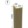 Rohová lišta ochranná 30 x 30 x 1450 mm fólia dub