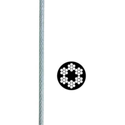 Oceľové lano pozinkované 6x7+FC, poplastované, DIN 3055 6 mm 8 mm 1 m Transparentná