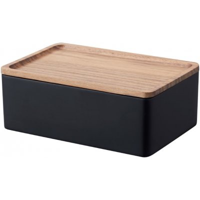 Yamazaki úložný box s vekom Rin 18.5 x 12.5 x 7 cm čierny