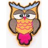 Nažehľovacia záplata - malá sova - rozmer 8 cm x 5 cm - oranžová