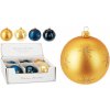 Vianočná guľa 100 mm, glitrovaný zlatý dekor (mix 4 farieb, cena /1 ks)