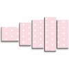 Sablio Obraz - 5-dílný Biele bodky na ružovej - 100x60 cm
