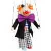 Drevená marioneta Klaun s mašľou, 20 cm