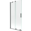 Mexen Velar sprchová záclona 2-krídlová posuvná 95 x 150 cm, transparentná, gun gray brúsená - 896-095-000-01-66