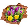 Fototapeta diera na stenu 3D Farebné tulipány 90x70 cm