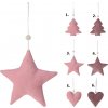 Vianočná závesná dekorácia ozdoby z textilu v ružovom farebnom prevedení a v šiestich prevedeniach 13 cm 44689