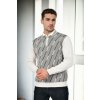 29477 Dewberry Zippered Polo Collar Mens Sweater-STONE šedá L dewberry 2465430647146