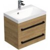 Kúpeľňová skrinka s čiernou úchytkou a umývadlom SAT Cube Way 60x53x40 cm dub Hickory mat CUBE2C60ZDH