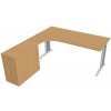 Hobis Pracovný stôl Flex, ergo, pravý, 180x75,5x200,0 (40x80) cm, buk/kov