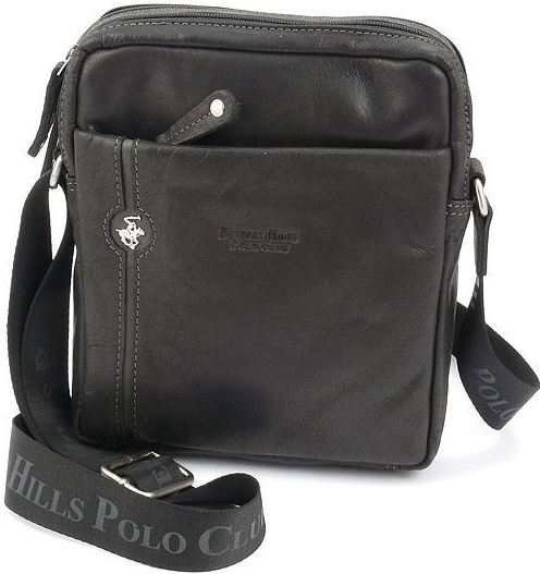 Beverly Hills Polo Club taška crossbody kožená BHPC Explore M + 3 L čierna