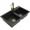 MEXEN/S MEXEN/S - Tomas granitový drez 2-bowl vrátane batérie Rita, čierna/strieborná metalík 6516-73-670300-50