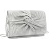 Miss Lulu spoločenská koktailová kabelka s uzlom strieborná