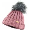 Bontis Rebrovaná dámska čiapka s kožušinovým brmbolcom - Staroružová | uni