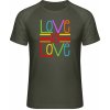 Mymate Predĺžené Tričko MY111 - Dúhový dizajn - Love is Love - Olive / Heather Olive - XL - Pánske