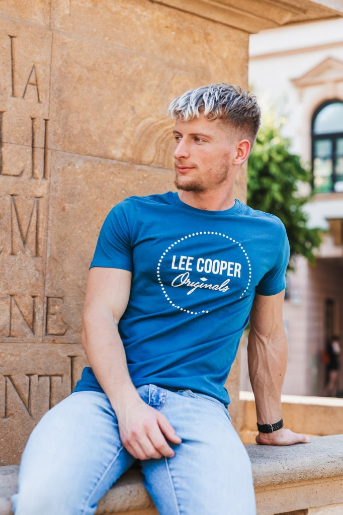 Lee Cooper pánske tričko Circle svetlomodré