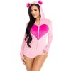 Leg avenue - teddy bear velvet bodysuit pink m