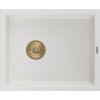 Mexen Pedro, granitový drez 560x460x200 mm, 1-komorový, biela so zlatým sifónom, 6508561000-20-G