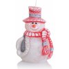 Bartek Candles Vianočná sviečka snehuliak, biela-červená, 12,5 cm