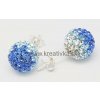 Swarovski kryštáľ napichovacie naušnice 10mm 1pár modro-biele, AG925 striebro (10 mm v priemere, 20 mm dlhé, 1 mm hrubé)