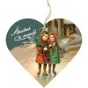 Záves drevo srdce 120 mm - Deti pri kostole