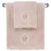 Soft Cotton Osuška DESTAN s čipkou 85x150cm. Luxusné froté osušky DESTAN 85x150cm s čipkou poskytujú výbornú savosť a dodajú Vašej kúpeľni osobitý štýl.