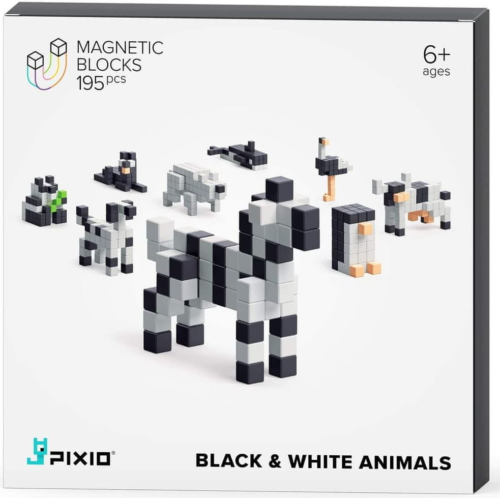 Pixio Magnetická stavebnica Black And White Animals