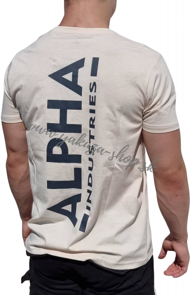 Alpha Industries Backprint T tričko pánske jet stream white béžová