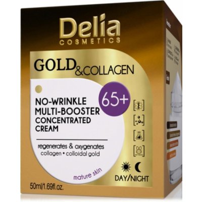 Delia Cosmetics Gold & Collagen 65+ protivráskový krém s regeneračným účinkom 50 ml