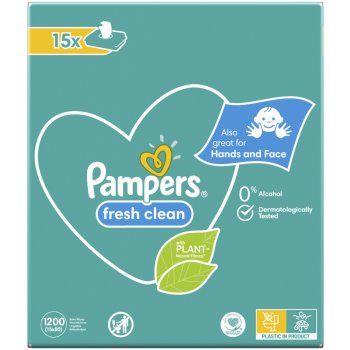 Pampers Fresh Clean Baby dětské čisticí ubrousky 15 balení = 1200 čisticích ubrousků