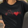 Tričko s potlačou Heartbeat Dámsky Čierna M