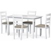 Autronic AUT-6070 WT Jedálenský set 1+4, stôl 120x75x75 cm, MDF, dyha, masívne nohy, biely mat, sivé látkové sedáky