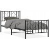 Kovový rám postele s čelom a nožnou doskou, čierny, 90x200 cm