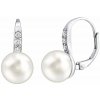 Silvego Strieborné náušnice s bielou perlou Swarovski® Crystals LPSER0639