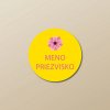 Nažehľovacie menovky na oblečenie (Kopírovat) - 1ks, Kruh 2,3 × 2,3 cm, Ružový kvet, Žltá