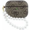 Guess PU 4G Classic Logo Pearl Strap Pouzdro pro AirPods Pro 3 Brown