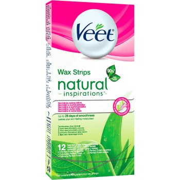 Veet Natural Inspirations voskové depilačné pásiky pre normálnu a suchú pokožku 12 ks