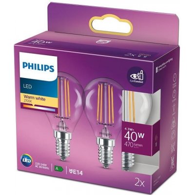 Philips SADA 2x LED Žiarovka VINTAGE Philips E14/4,3W/230V 2700K P4442 + záruka 5 rokov zadarmo