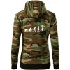 Evolúcia volejbal smeč - Mikina dámska trendy zipper s kapucňou - XS ( Hnedý maskáč )