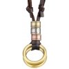 Kožený náhrdelník s príveskom Gold Rings