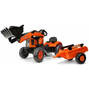 FALK Šliapací traktor 2065AM Kubota s nakladačom a vlečkou