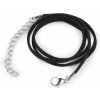 Šnúrka z eko kože s karabínkou z nerezovej ocele dĺžka 46 cm - čierna