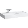 LAUFEN Kartell asymetrické umývadlo do nábytku s odkladacou plochou vpravo, s otvorom, bez prepadu, so skrytým odpadom, 900 x 460 mm, biela, s povrchom LCC, H8183384001111
