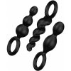 Satisfyer Plugs Black, sada 3 silikónových análnych kolíkov